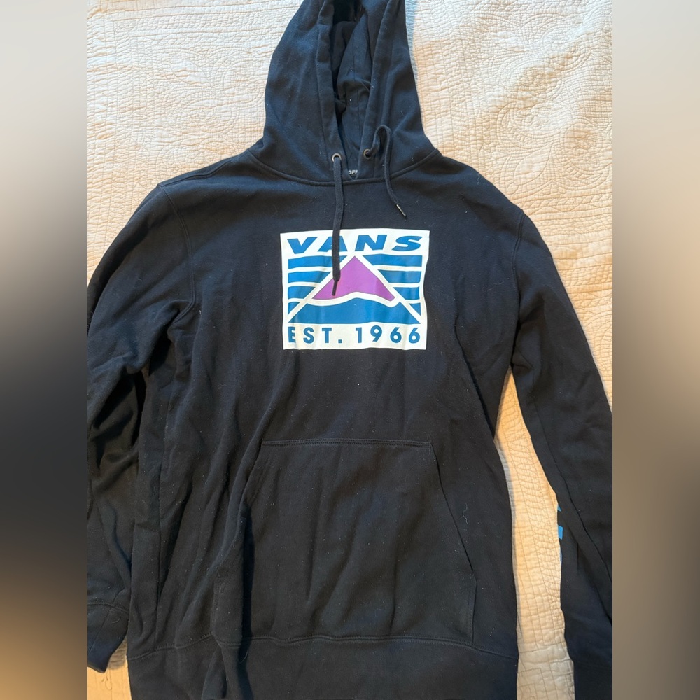 Vans Black Hoodie with Blue Logo